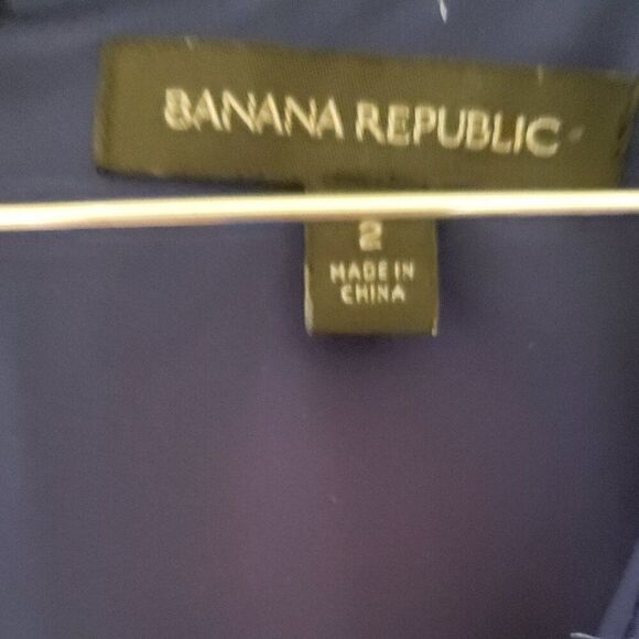 Banana Republic Navy Blue with White Floral Print Sleeveless Dress - Picture 4 of 4